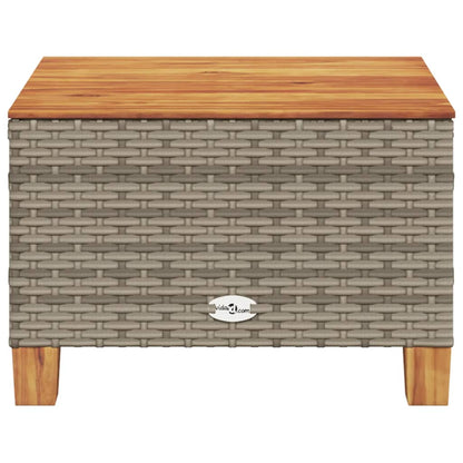 vidaXL Gartentisch Grau 55x55x36 cm Poly Rattan Akazienholz