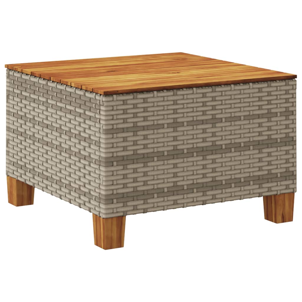 vidaXL Gartentisch Grau 55x55x36 cm Poly Rattan Akazienholz