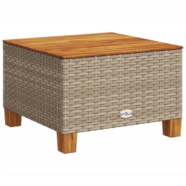 vidaXL Gartentisch Beige 55x55x36 cm Poly Rattan Akazienholz
