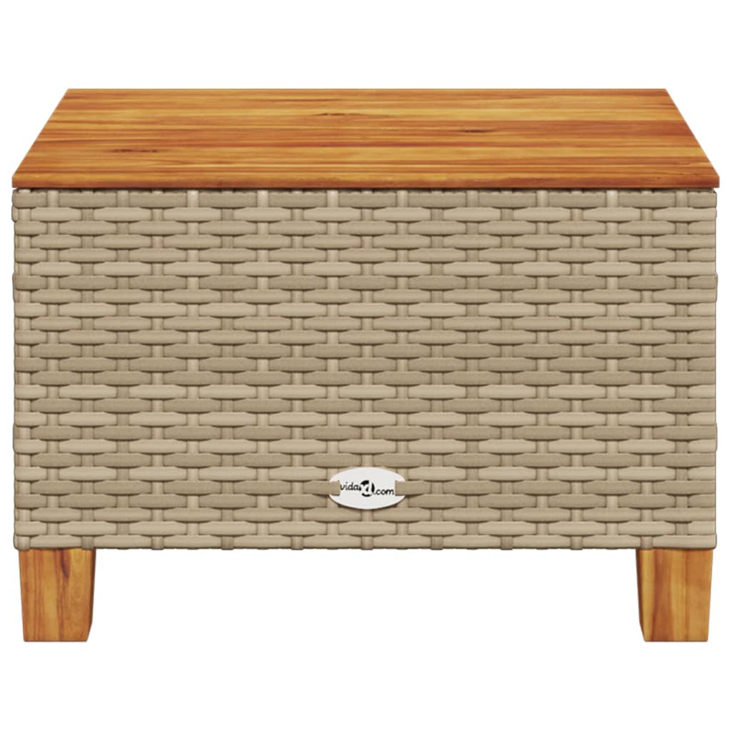 vidaXL Gartentisch Beige 55x55x36 cm Poly Rattan Akazienholz