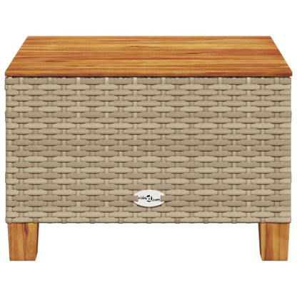 vidaXL Gartentisch Beige 55x55x36 cm Poly Rattan Akazienholz