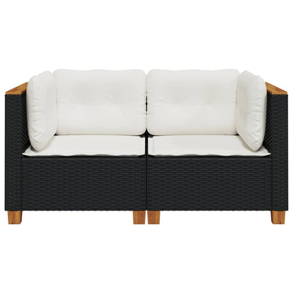 vidaXL Garten-Ecksofas mit Kissen 2 Stk. Schwarz Poly Rattan