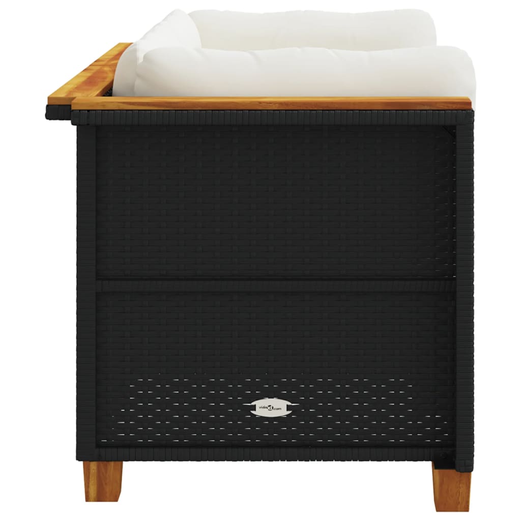 vidaXL Garten-Ecksofas mit Kissen 2 Stk. Schwarz Poly Rattan