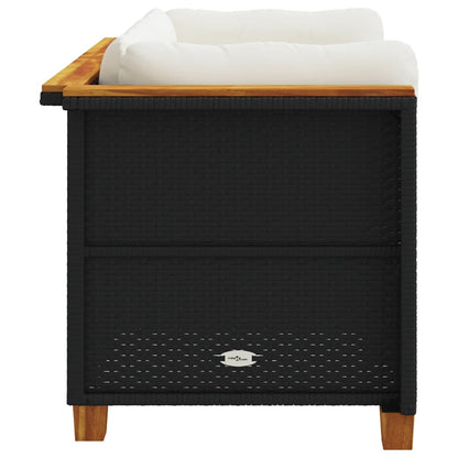 vidaXL Garten-Ecksofas mit Kissen 2 Stk. Schwarz Poly Rattan
