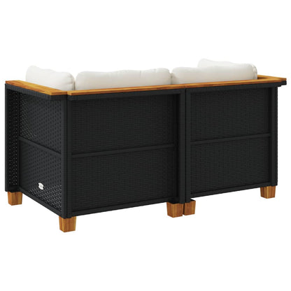 vidaXL Garten-Ecksofas mit Kissen 2 Stk. Schwarz Poly Rattan