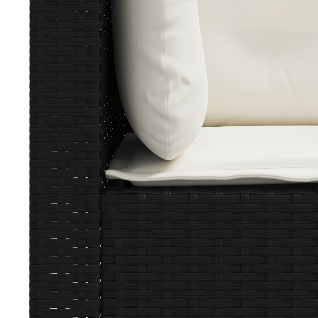 vidaXL Garten-Ecksofas mit Kissen 2 Stk. Schwarz Poly Rattan
