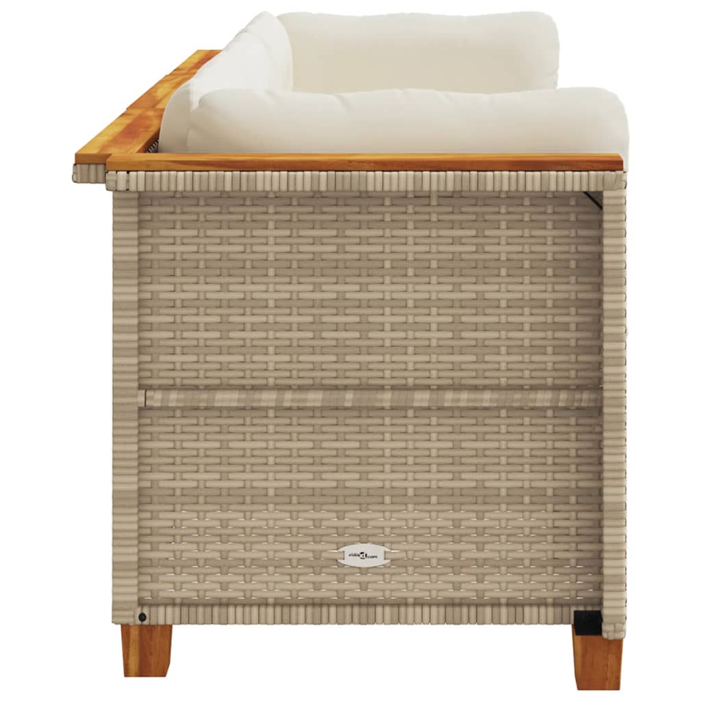 vidaXL Gartensofa mit Kissen 3-Sitzer Beige Poly Rattan