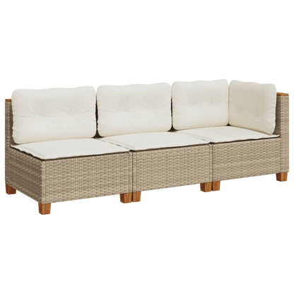 vidaXL Canapé de jardin 3 places beige en rotin synthétique avec coussins