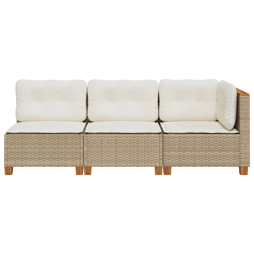 vidaXL Canapé de jardin 3 places beige en rotin synthétique avec coussins