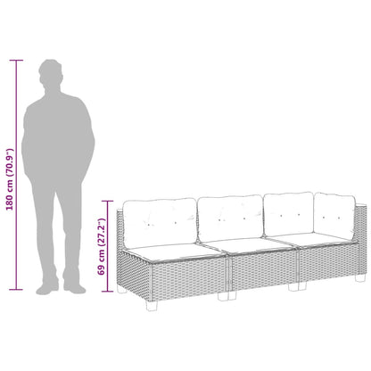 vidaXL Canapé de jardin 3 places beige en rotin synthétique avec coussins