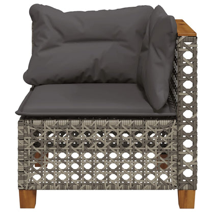 vidaXL Canapé d'angle de jardin avec coussins Gris Résine tressée