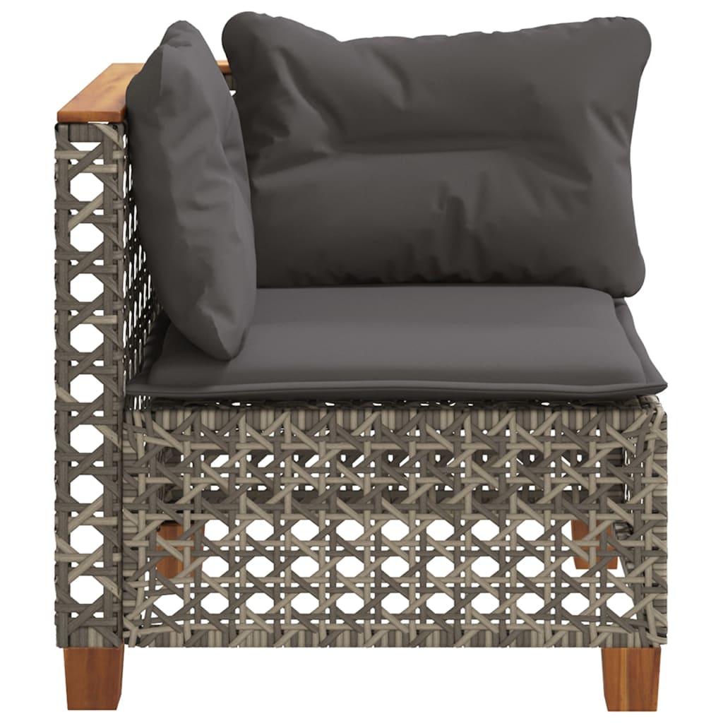 vidaXL Canapé d'angle de jardin avec coussins Gris Résine tressée