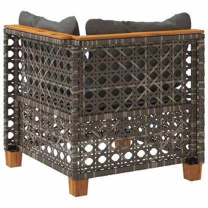 vidaXL Canapé d'angle de jardin avec coussins Gris Résine tressée