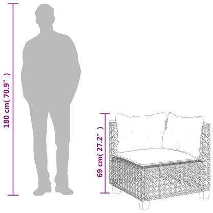 vidaXL Canapé d'angle de jardin avec coussins Gris Résine tressée