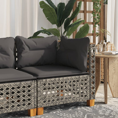 vidaXL Canapé d'angle de jardin avec coussins Gris Résine tressée