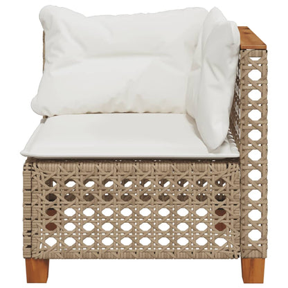 vidaXL Garten-Ecksofa mit Kissen Beige Poly Rattan