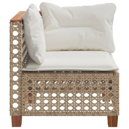 vidaXL Garten-Ecksofa mit Kissen Beige Poly Rattan
