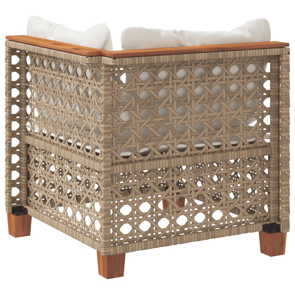 vidaXL Garten-Ecksofa mit Kissen Beige Poly Rattan