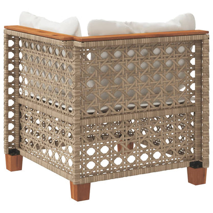 vidaXL Garten-Ecksofa mit Kissen Beige Poly Rattan