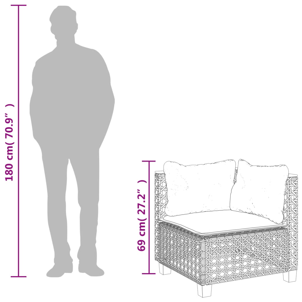 vidaXL Garten-Ecksofa mit Kissen Beige Poly Rattan