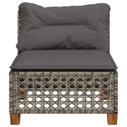 vidaXL Gartensofa ohne Armlehnen mit Kissen Grau Poly Rattan