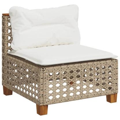 vidaXL Gartensofa ohne Armlehnen mit Kissen Beige Poly Rattan