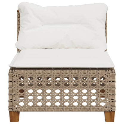 vidaXL Gartensofa ohne Armlehnen mit Kissen Beige Poly Rattan