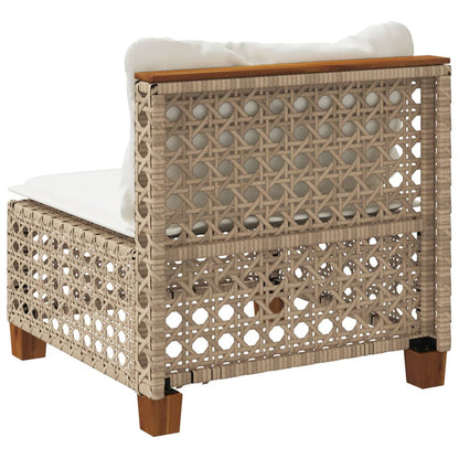 vidaXL Gartensofa ohne Armlehnen mit Kissen Beige Poly Rattan