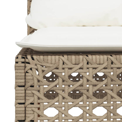 vidaXL Gartensofa ohne Armlehnen mit Kissen Beige Poly Rattan