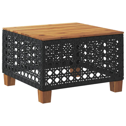 vidaXL Gartentisch Schwarz 55x55x36 cm Poly Rattan Akazienholz