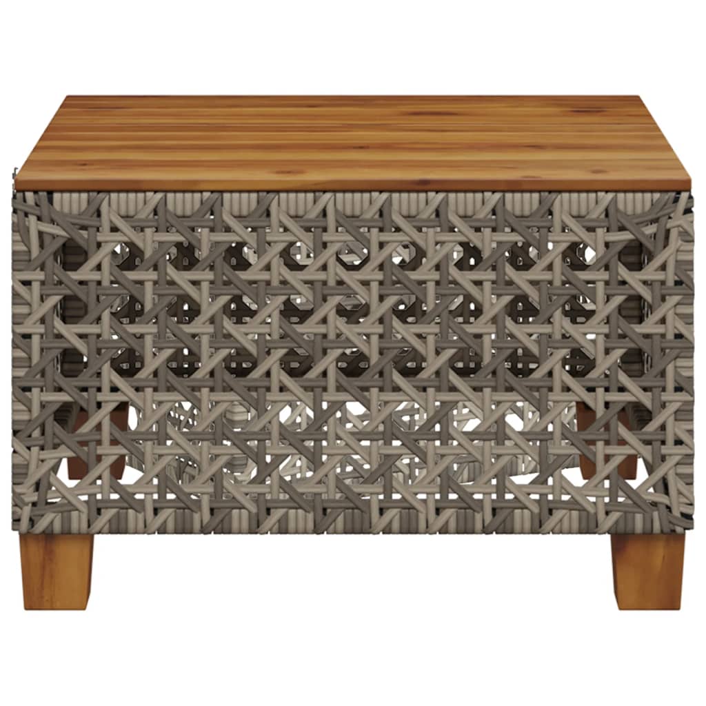 vidaXL Gartentisch Grau 55x55x36 cm Poly Rattan Akazienholz
