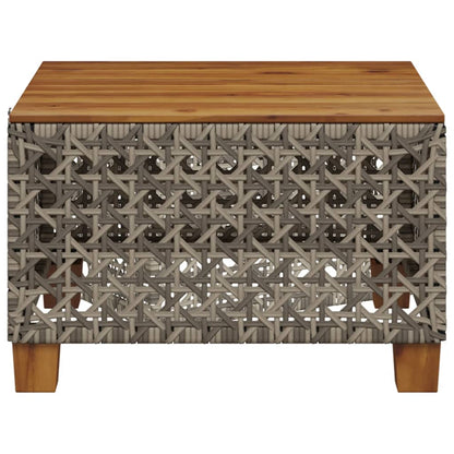 vidaXL Gartentisch Grau 55x55x36 cm Poly Rattan Akazienholz