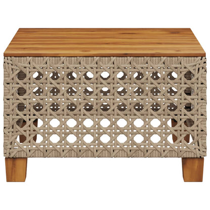 vidaXL Gartentisch Beige 55x55x36 cm Poly Rattan Akazienholz