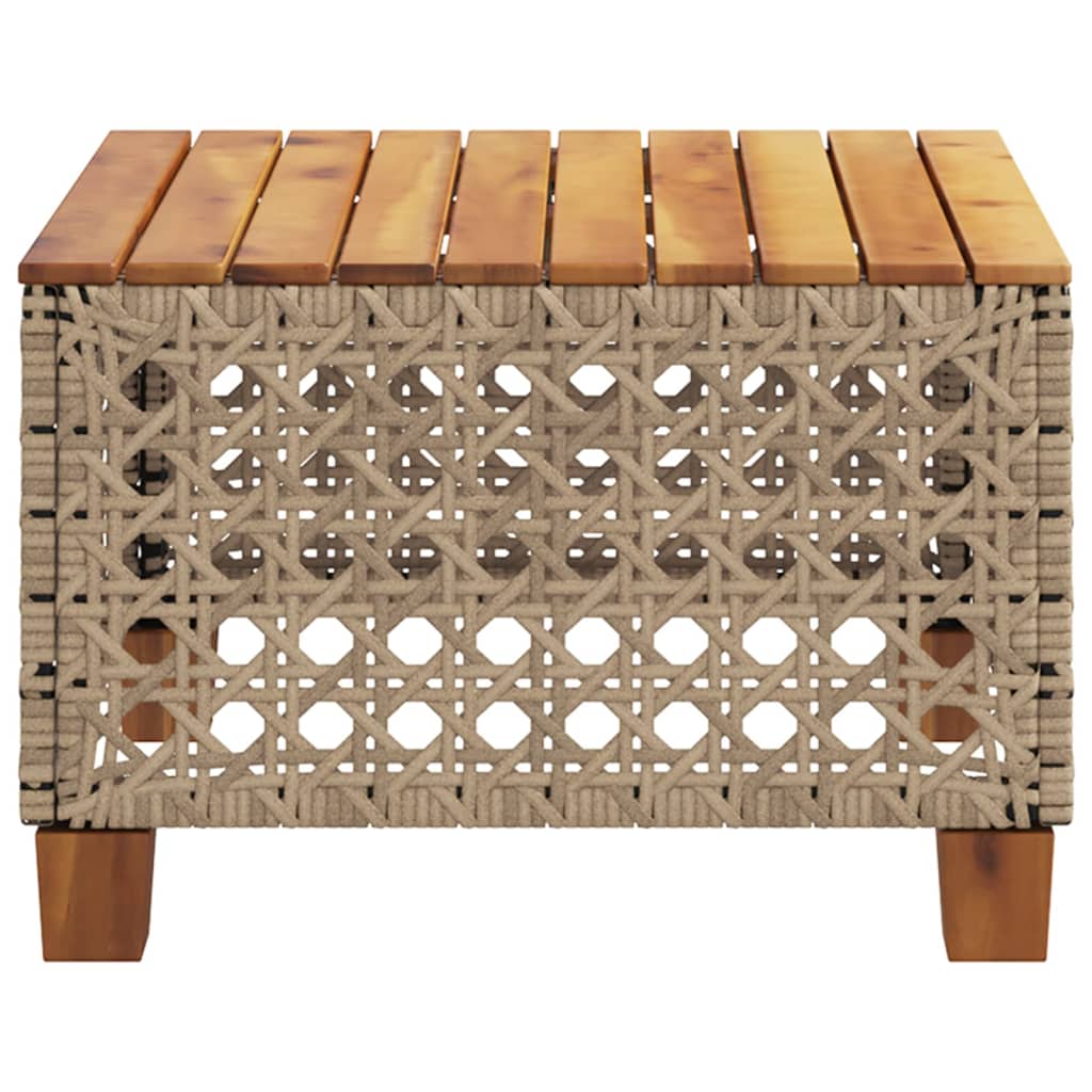 vidaXL Gartentisch Beige 55x55x36 cm Poly Rattan Akazienholz