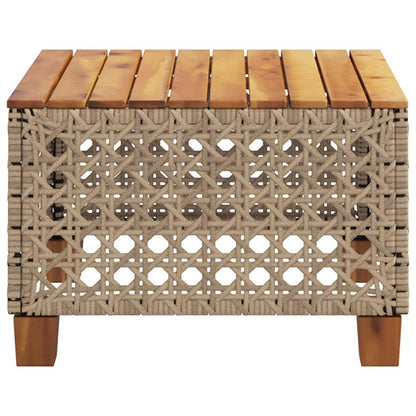 vidaXL Gartentisch Beige 55x55x36 cm Poly Rattan Akazienholz