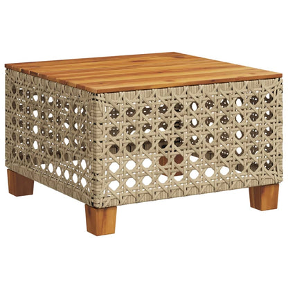 vidaXL Gartentisch Beige 55x55x36 cm Poly Rattan Akazienholz