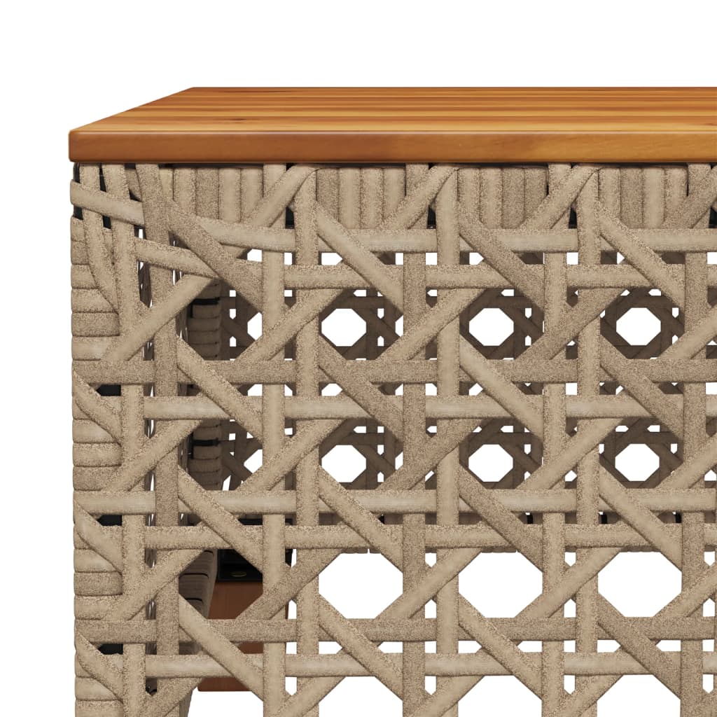 vidaXL Gartentisch Beige 55x55x36 cm Poly Rattan Akazienholz