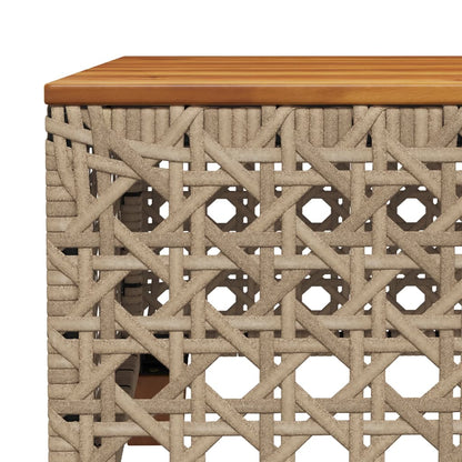 vidaXL Gartentisch Beige 55x55x36 cm Poly Rattan Akazienholz