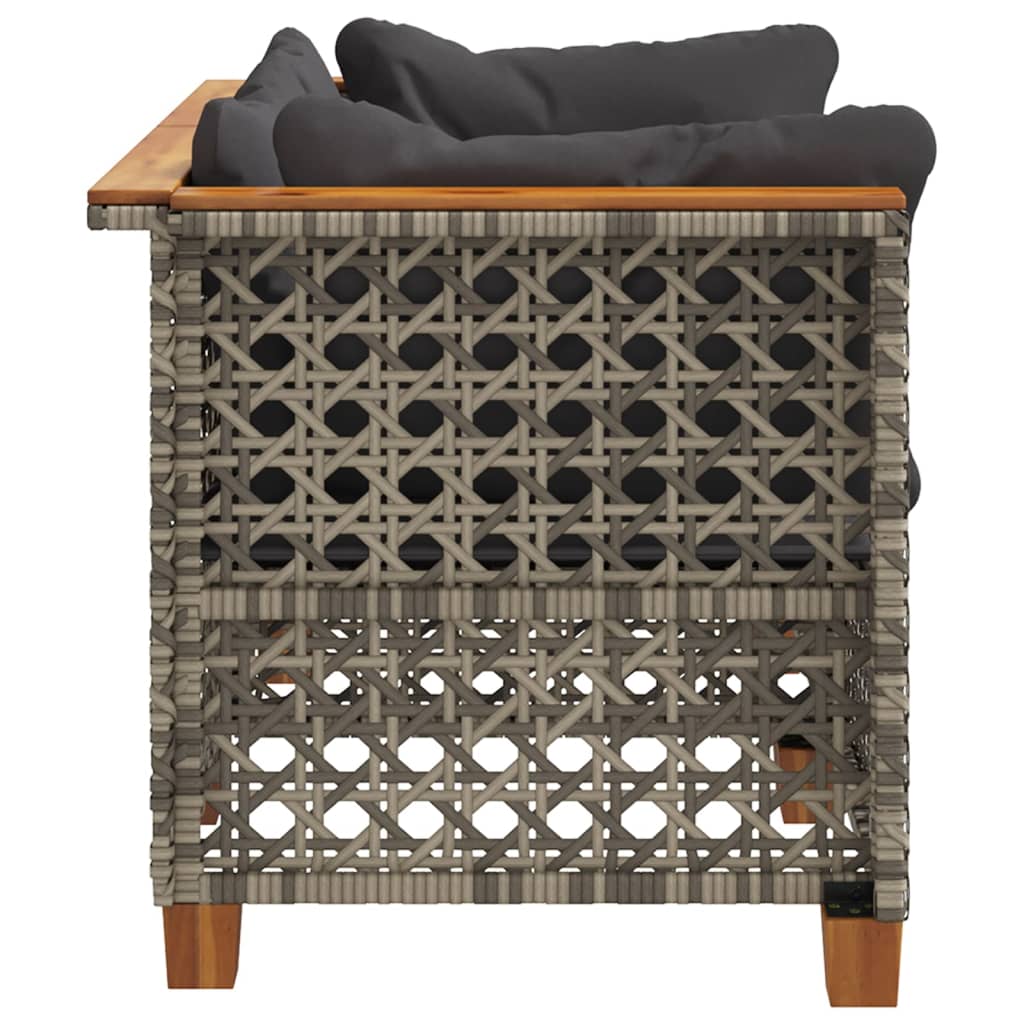 vidaXL Garten-Ecksofas mit Kissen 2 Stk. Grau Poly Rattan