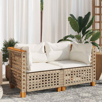 vidaXL Garten-Ecksofas mit Kissen 2 Stk. Beige Poly Rattan