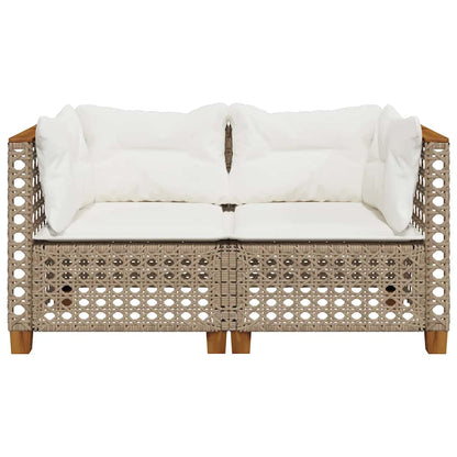 vidaXL Garten-Ecksofas mit Kissen 2 Stk. Beige Poly Rattan