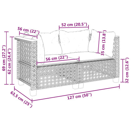 vidaXL Garten-Ecksofas mit Kissen 2 Stk. Beige Poly Rattan
