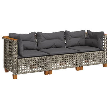 vidaXL Canapé de jardin 3 places avec coussins en résine tressée gris
