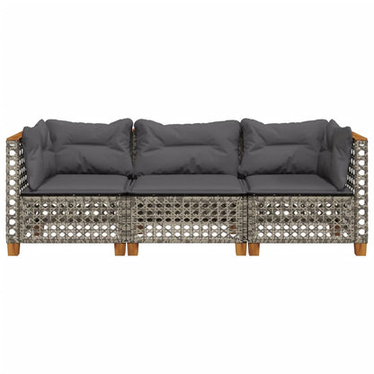 vidaXL Canapé de jardin 3 places avec coussins en résine tressée gris