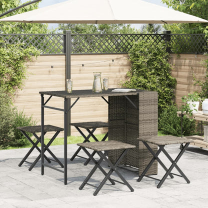 vidaXL 5-tlg. Garten-Essgruppe Klappbar Grau Poly Rattan