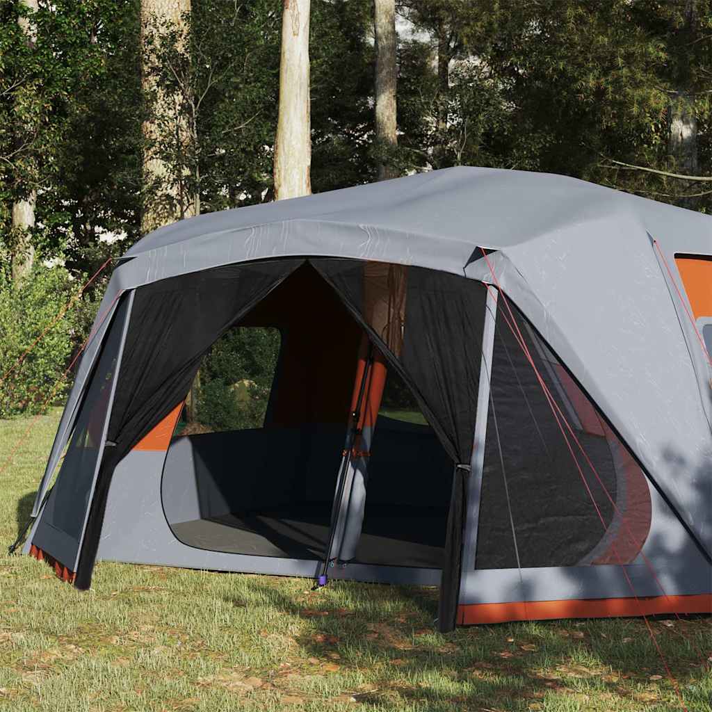 vidaXL Familienzelt 10 Personen Grau Orange Quick Release Wasserdicht