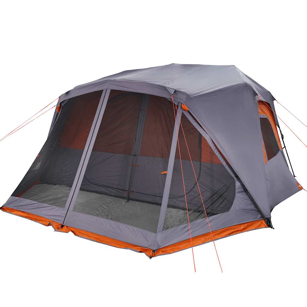 vidaXL Familienzelt 10 Personen Grau Orange Quick Release Wasserdicht