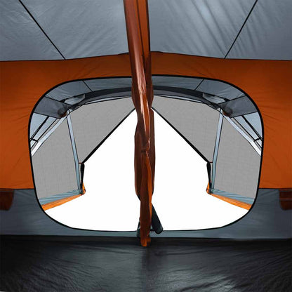 vidaXL Familienzelt 10 Personen Grau Orange Quick Release Wasserdicht