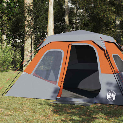 vidaXL Familienzelt 6 Personen Grau Orange Quick Release Wasserdicht