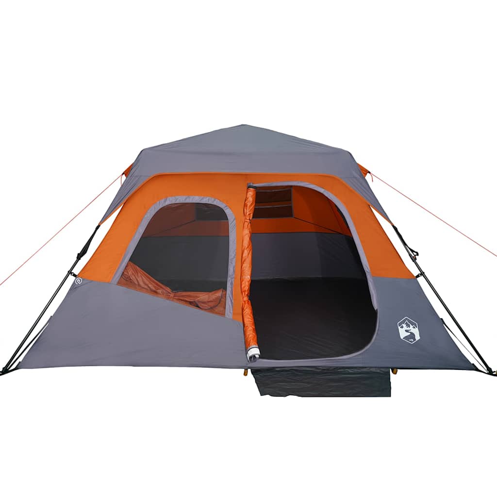 vidaXL Familienzelt 6 Personen Grau Orange Quick Release Wasserdicht